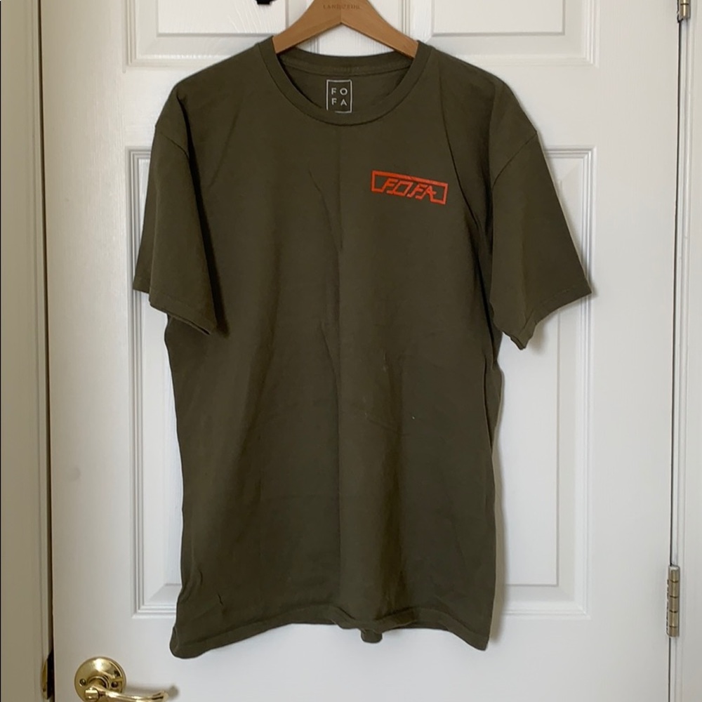 Olive green and orange t shirt